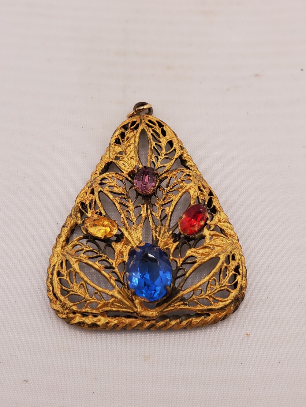 Vintage Filigree Rhinestone Pendant
